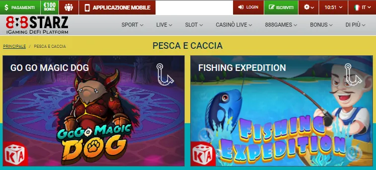 888starz casino pesca e caccia
